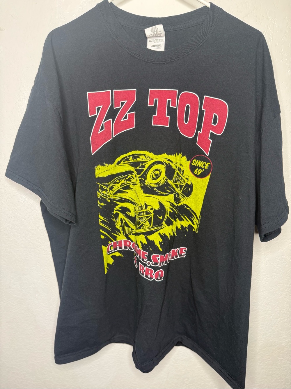 ZZ Top Chrome, Smoke & BBQ 2017 Tour Double-Sided Black Tee Crew Neck 2XL